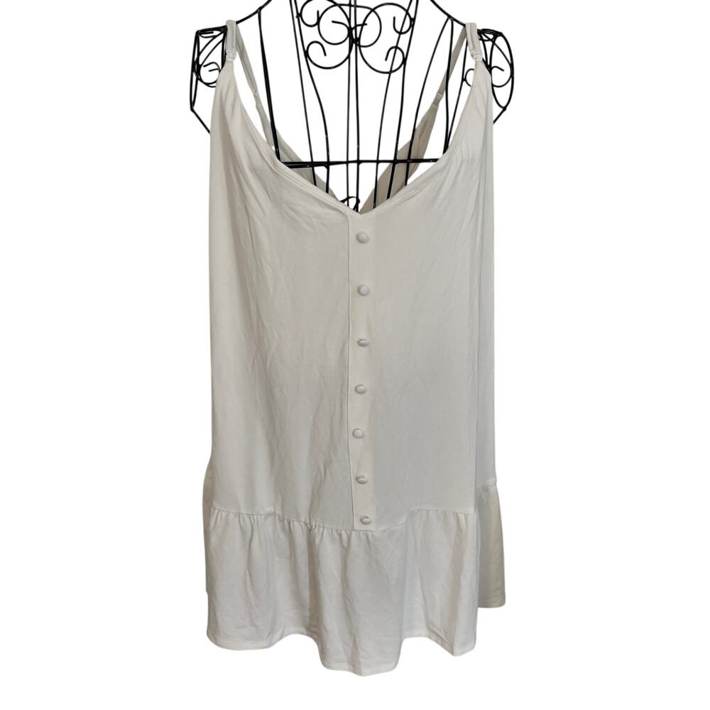 NWT Tart Collections White Stretch Jersey Knit Ruffled Top Cami Peplum Boho 4X